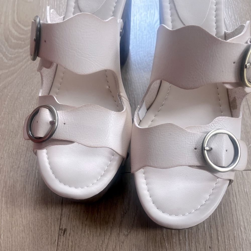 JustFab Billie Studded Platform Sandal Cream and Brown Size 8.5 Boho Lagenlook - Picture 6 of 7